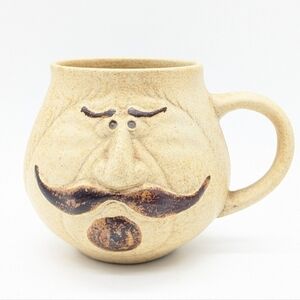 Vintage Pottery Craft 70's 3D face coffee mug